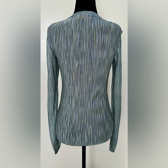 MISSONI Green Blue Striped Viscose Crewneck Top - IT 42/US 4 - Picture 3 of 6